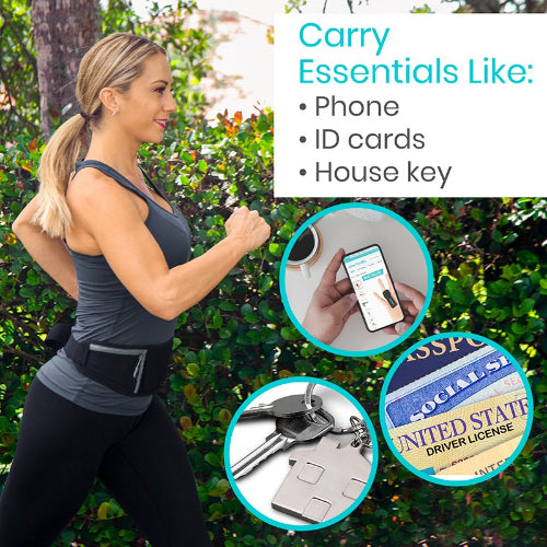 Vive Health Running Belt, Black and Gray