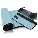 Vive Health Yoga Towel Set with absorbent mat towel, hand towel, and mesh carry bag for yoga, pilates, and workouts. Moovkart
