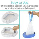 Vive Health Bed Pan Liners with Leakproof Drawstring and Absorbent Pads, Pack of 24