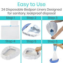 Vive Health Bed Pan Liners with Leakproof Drawstring and Absorbent Pads, Pack of 24