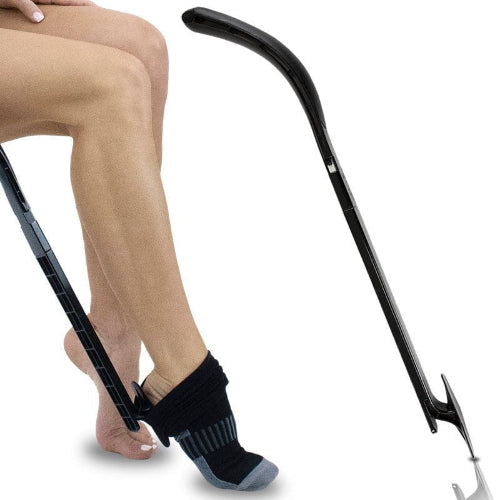 Easily remove socks and hosiery with the Vive Health Sock Remover and shoehorn combo tool, Moovkart.