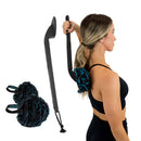 Vive Health Interchangeable Loofah Handle with Non-Slip Grip and Exfoliating Shower Brush, Black