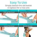 Vive Health Interchangeable Loofah Handle, Extended Reach and Secure Grip for Exfoliation, Teal