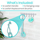 Vive Health Interchangeable Loofah Handle, Extended Reach and Secure Grip for Exfoliation, Teal