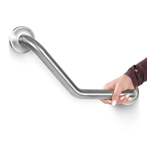 Vive Health 16-Inch Angled Metal Grab Bar with Brushed Nickel Finish