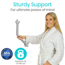 Vive Health 16-Inch Angled Metal Grab Bar with Brushed Nickel Finish