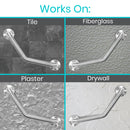 Vive Health 16-Inch Angled Metal Grab Bar with Brushed Nickel Finish