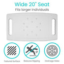 Vive Health Bariatric Shower Chair with adjustable height, anti-slip rubber tips, and a durable aluminum frame supporting up to 550 lbs, Moovkart

