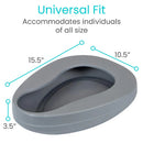 Vive Health Bed Pan with Smooth Contoured Surface and Raised Rim for Leak Protection, Gray