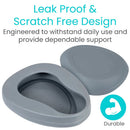 Vive Health Bed Pan with Smooth Contoured Surface and Raised Rim for Leak Protection, Gray