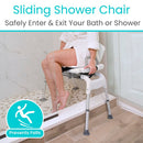 Vive Health Adjustable Sliding Shower Chair with Secure Lock and Rust-Resistant