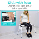 Vive Health Adjustable Sliding Shower Chair with Secure Lock and Rust-Resistant