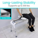 Vive Health Adjustable Sliding Shower Chair with Secure Lock and Rust-Resistant