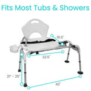Vive Health Adjustable Sliding Shower Chair with Secure Lock and Rust-Resistant