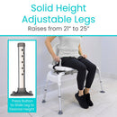Vive Health Sliding Shower Chair with adjustable height, secure locks, rust-resistant frame for safe bathing, Moovkart.