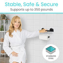 Vive Health Stainless Steel Grab Bar with Toilet Paper Holder, 300 lbs Capacity, Bathroom Support