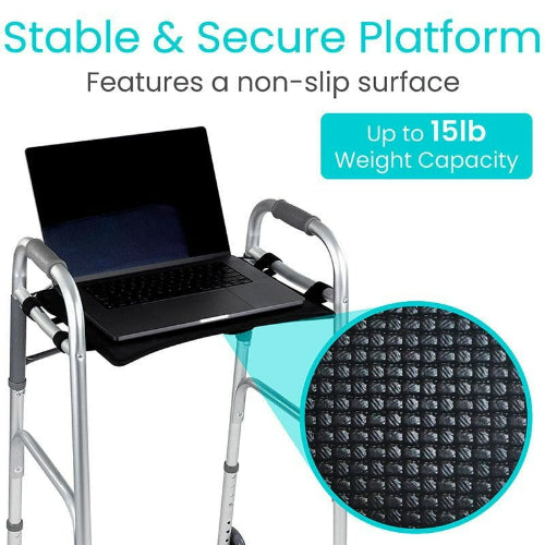 Vive Health Walker Tray for easy transport of meals, drinks, and personal items, designed for walkers, durable and convenient, Moovkart.