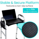 Vive Health Walker Tray with Pockets, Cupholder and Slip-Resistant Surface, Black