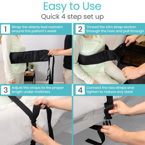 Easy-release buckle for quick installation and removal of bed restraint. Moovkart.