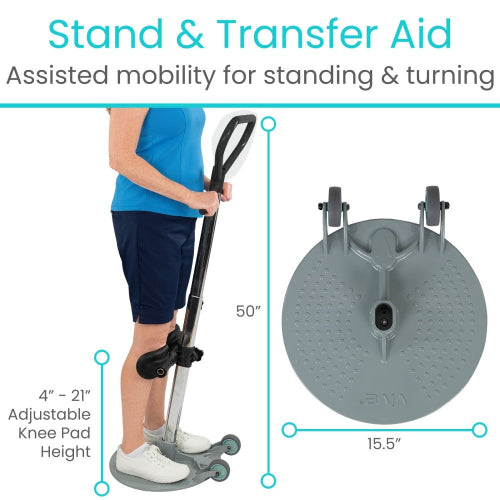 Vive Health Stand Assist Transfer Disc, Adjustable Swivel Transfer Aid with Padded Knee Rests
