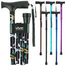 Vive Health Height Adjustable Folding Cane, 33 - 37 Inches, Dark Butterfly