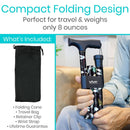Vive Health Height Adjustable Folding Cane, 33 - 37 Inches, Dark Butterfly