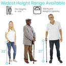 Vive Health Height Adjustable Folding Cane, 33 - 37 Inches, Dark Butterfly