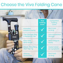 Vive Health Height Adjustable Folding Cane, 33 - 37 Inches, Dark Butterfly