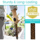 Vive Health Folding Cane with Adjustable Height for Enhanced Walking Support and Stability