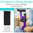 Vive Health Folding Cane with Adjustable Height for Enhanced Walking Support and Stability