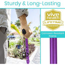 Vive Health Folding Cane with Adjustable Height for Enhanced Walking Support and Stability