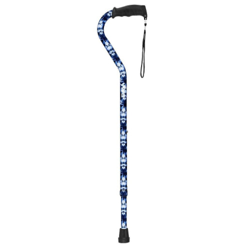 Vive Health Adjustable Offset Walking Cane, Blue Burst with Ergonomic Grip and Non-Slip Rubber Tip for Stability and Support. Moovkart