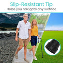 Vive Health Adjustable Lightweight Aluminum Offset Walking Cane with Ergonomic Grip, Blue Floral