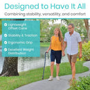 Vive Health Adjustable Lightweight Aluminum Offset Walking Cane with Ergonomic Grip, Blue Floral