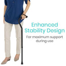 Vive Health Offset Cane, Adjustable Height Aluminum Walking Support with Ergonomic Grip, Black