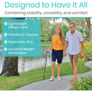 Vive Health Adjustable Lightweight Aluminum Offset Walking Cane with Ergonomic Grip