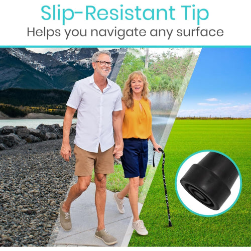 Vive Health Adjustable Lightweight Aluminum Offset Walking Cane with Ergonomic Grip