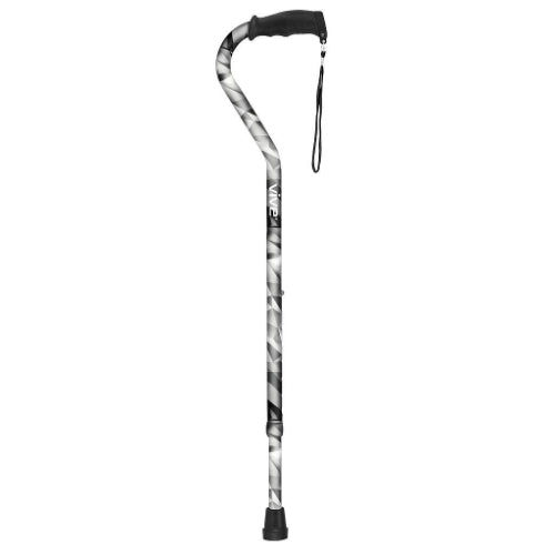 Vive Health Adjustable Offset Walking Cane, Gray Poly with Ergonomic Grip and Non-Slip Rubber Tip for Stability and Support. Moovkart