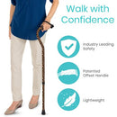 Vive Health Adjustable Lightweight Aluminum Offset Walking Cane with Ergonomic Grip, Leopard