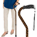 Vive Health Adjustable Lightweight Aluminum Offset Walking Cane with Ergonomic Grip, Leopard