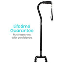 Vive Health Adjustable Quad Cane, Stable Walking Aid with Non Slip Base and 250 lbs Capacity, Black