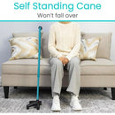 Vive Health Quad Cane, Blue Lightweight Walking Stick with Four Prong Base for Seniors
