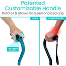 Vive Health Quad Cane, Blue Lightweight Walking Stick with Four Prong Base for Seniors