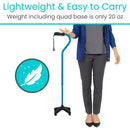 Vive Health Quad Cane ergonomic handle and wrist strap for comfort, Moovkart