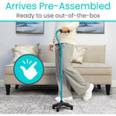 Vive Health Quad Cane, Blue Lightweight Walking Stick with Four Prong Base for Seniors