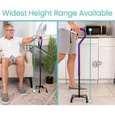 Vive Health Quad Walking Cane with Reversible Four Prong Base for Secure Support, Purple