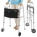 Vive Health Folding Walker, Lightweight, Hand Grips, Black Bag