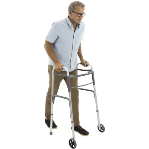 Vive Health Economy Walker with Wheels, lightweight, adjustable, folding walker for mobility, Moovkart