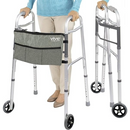 Vive Health Folding Walker, Two Button Design with Adjustable Height, Hand Grips and Storage Bag, Gray