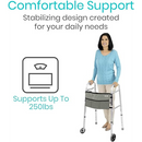 Vive Health Folding Walker, Two Button Design with Adjustable Height, Hand Grips and Storage Bag, Gray